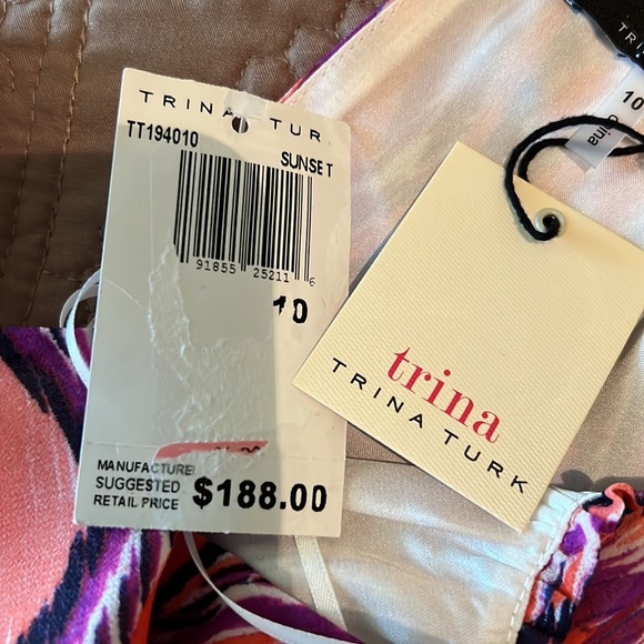 104. Trina Turk Mao Printed Dress in Purple - Picture 14 of 15